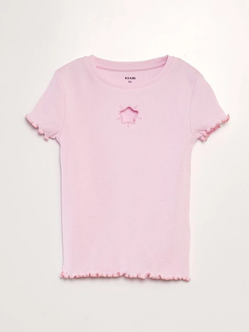 T shirt avec découpe sur le devant ROSE