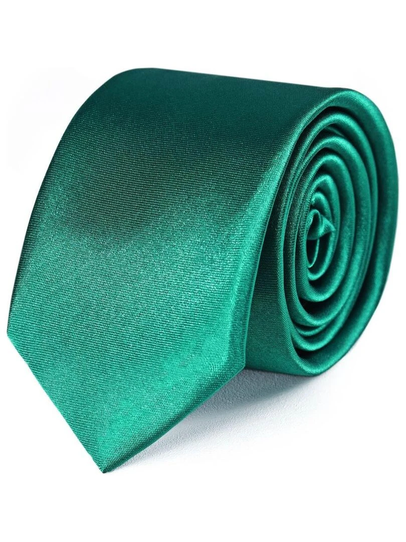 Cravate Slim Satin Unie Fabriqué en Europe Vert