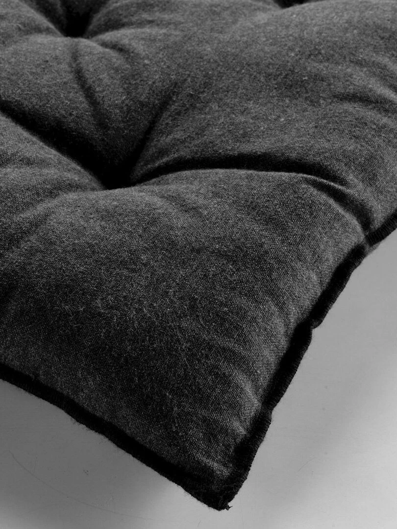 Galette de chaise en coton recyclé et bourdon apparent gris anthracite