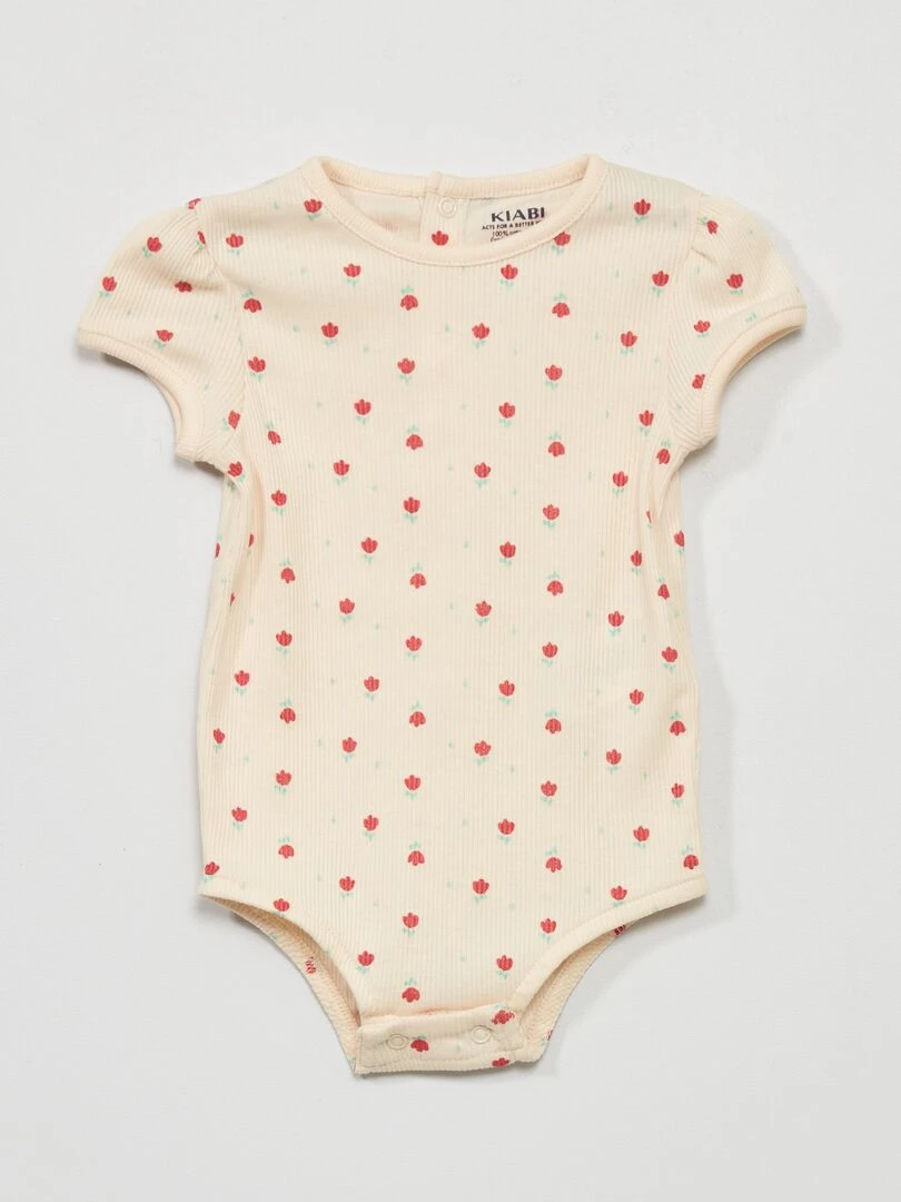Body côtelé à motif Rose