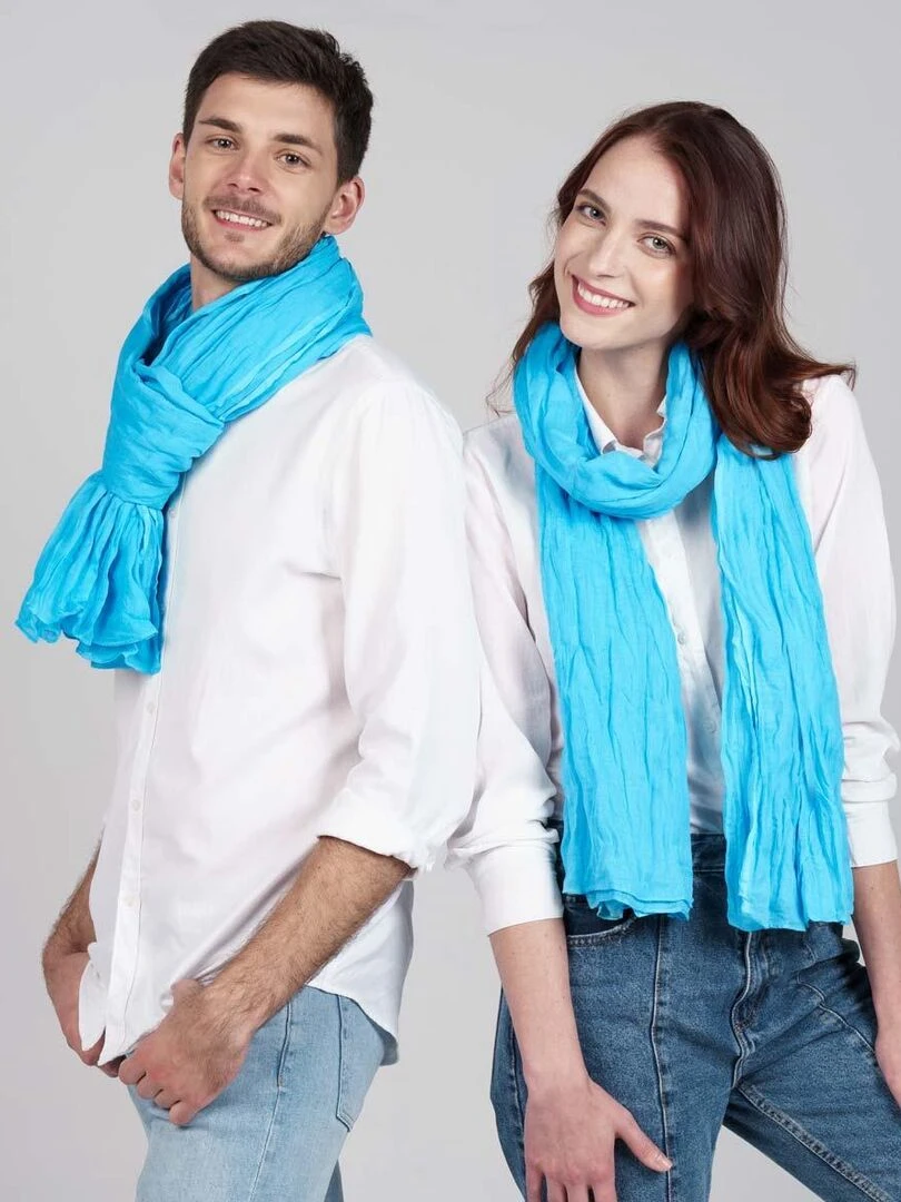Chèche coton Uni Bleu clair
