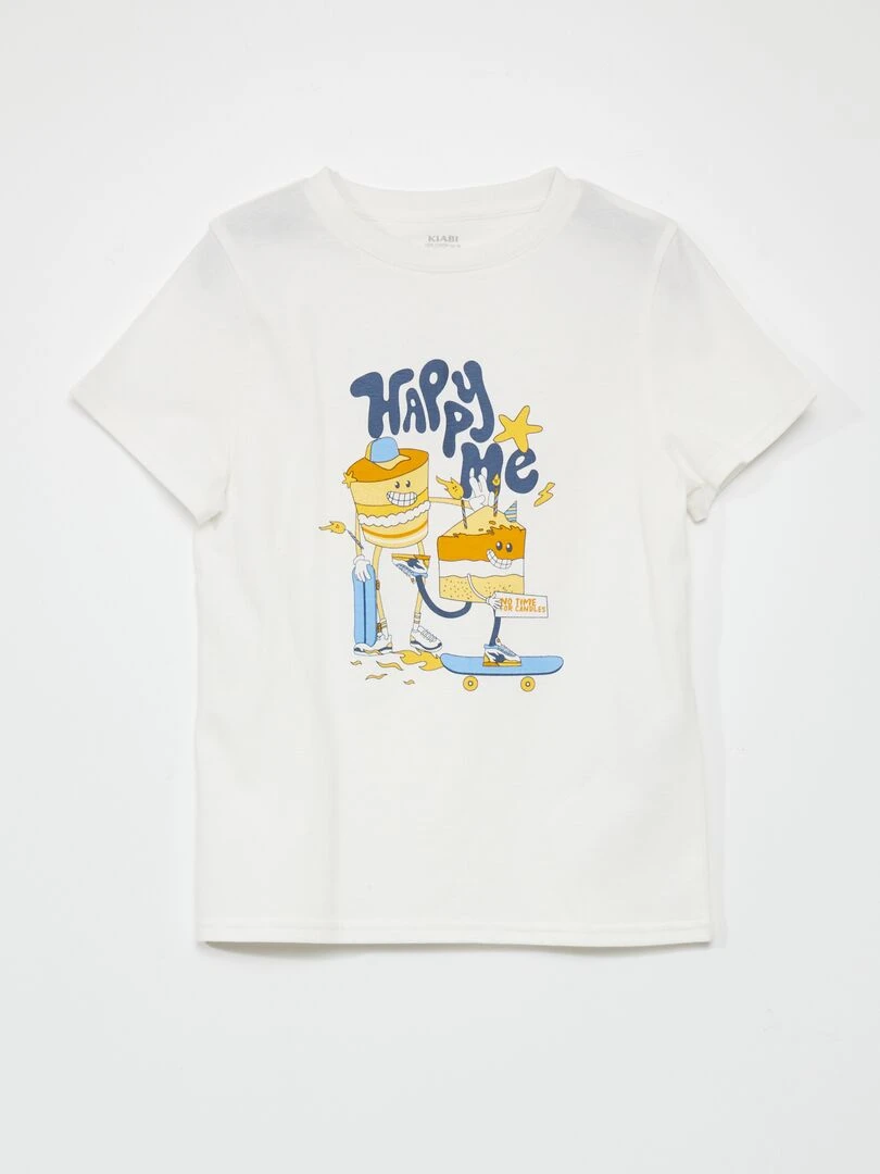 T shirt manches courtes 'anniversaire' Blanc