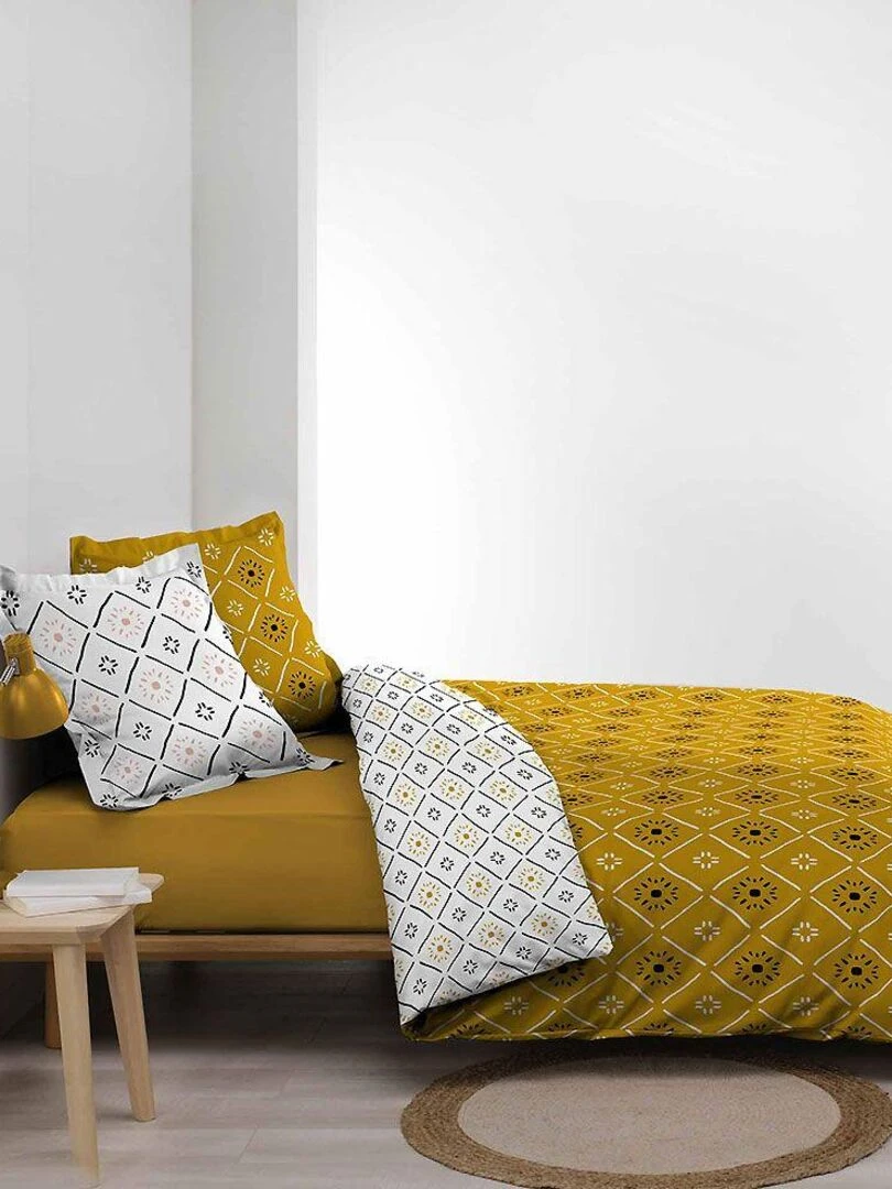 Housse de couette + 2 taies d'oreiller Tahina Jaune