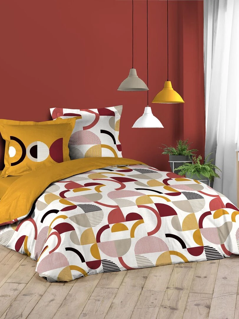 Parure housse couette Neo Line retro Orange