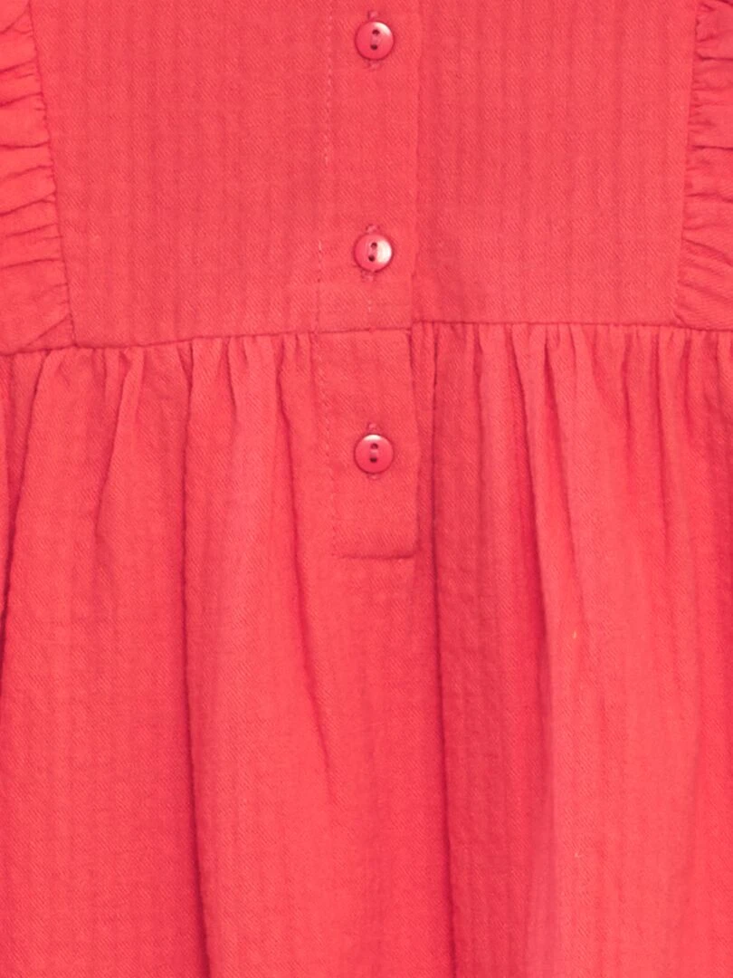 Robe en coton dobby volantée et brodée   Rose