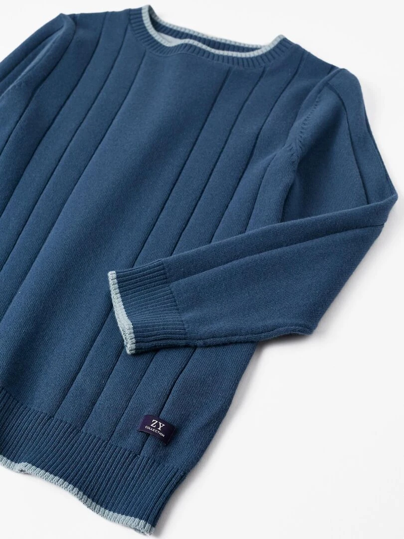 Pull en Maille Côtelée pour Garçon 'B&S'  BROTHERS&SISTERS   Bleu