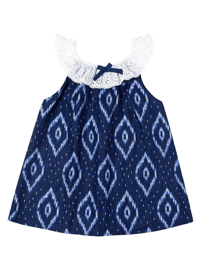 Blouse Tie and Dye Été Fille     col 2 en 1  AURORE   'LA FAUTE A VOLTAIRE'   Bleu marine