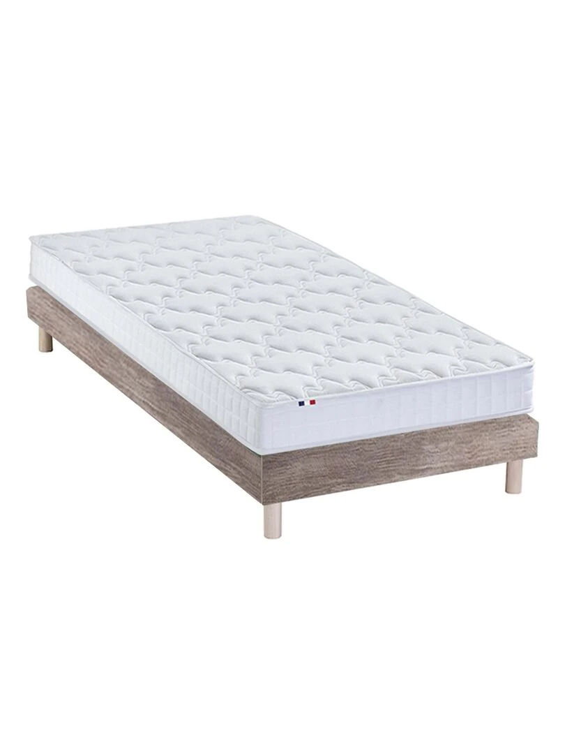 Ensemble Matelas accueil mémoire de forme AZUR Sommier en Kit Couleur Chêne clair Marron clair