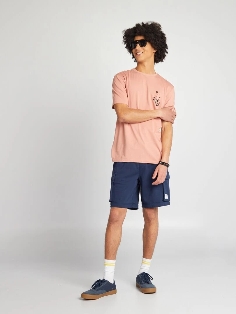 Short en coton multipoche Bleu
