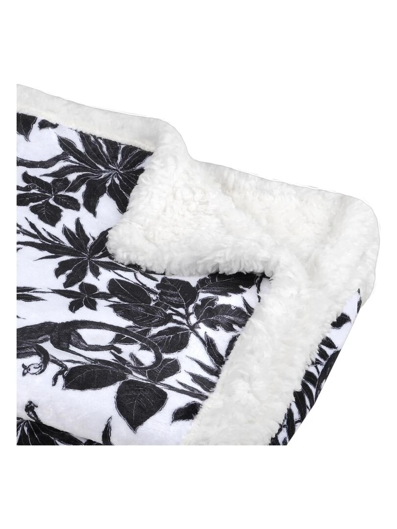 Plaid imprimé jungle en nb Noir
