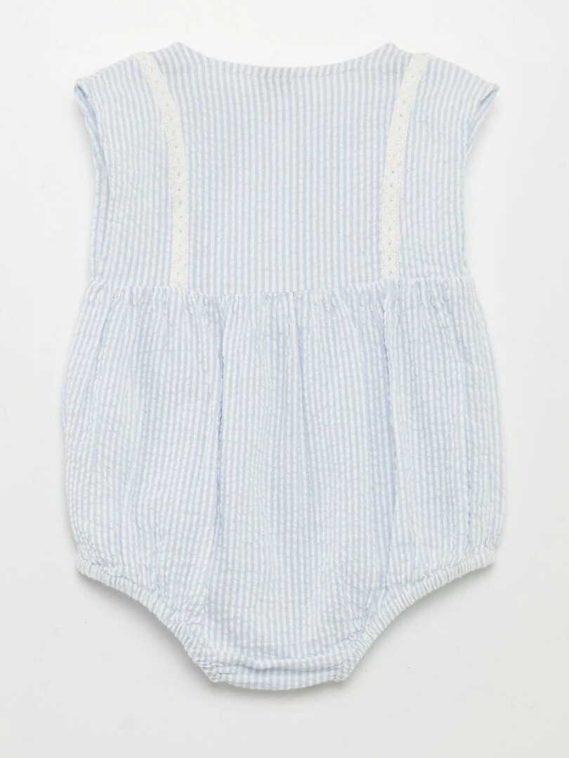 Barboteuse en seersucker   Bleu