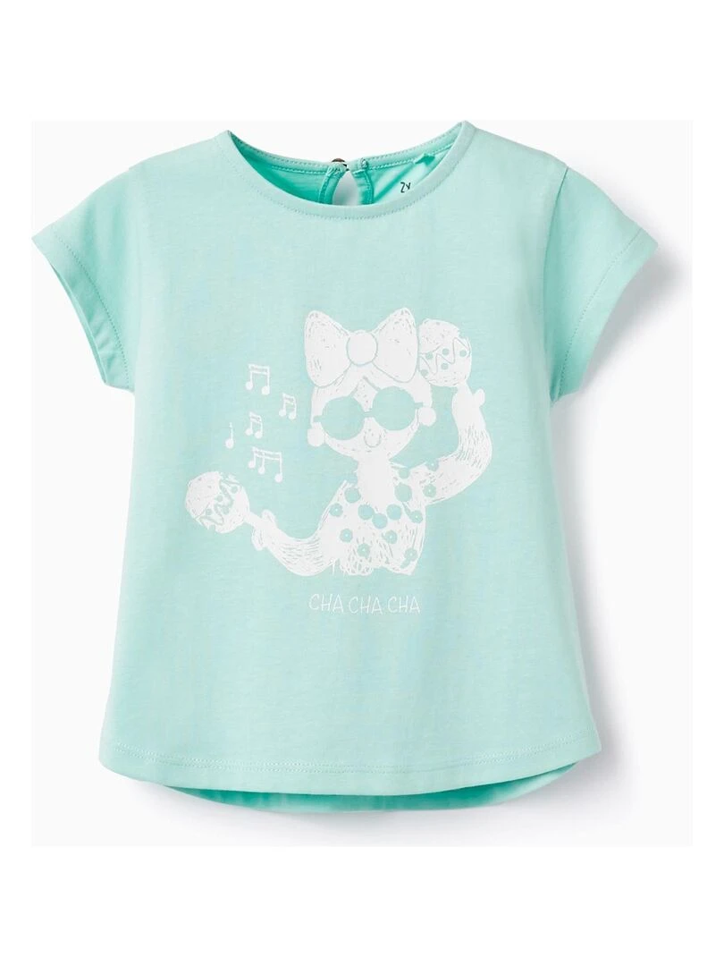 T Shirt De Coton Pour Bébé Fille 'Cha Cha Cha' manches courtes Vert clair