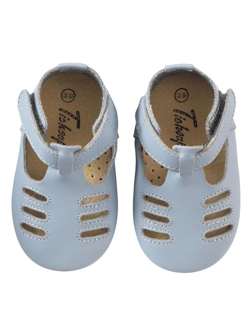 Chaussures bébé cuir souple Tibilly bleu gris   Bleu Bleu