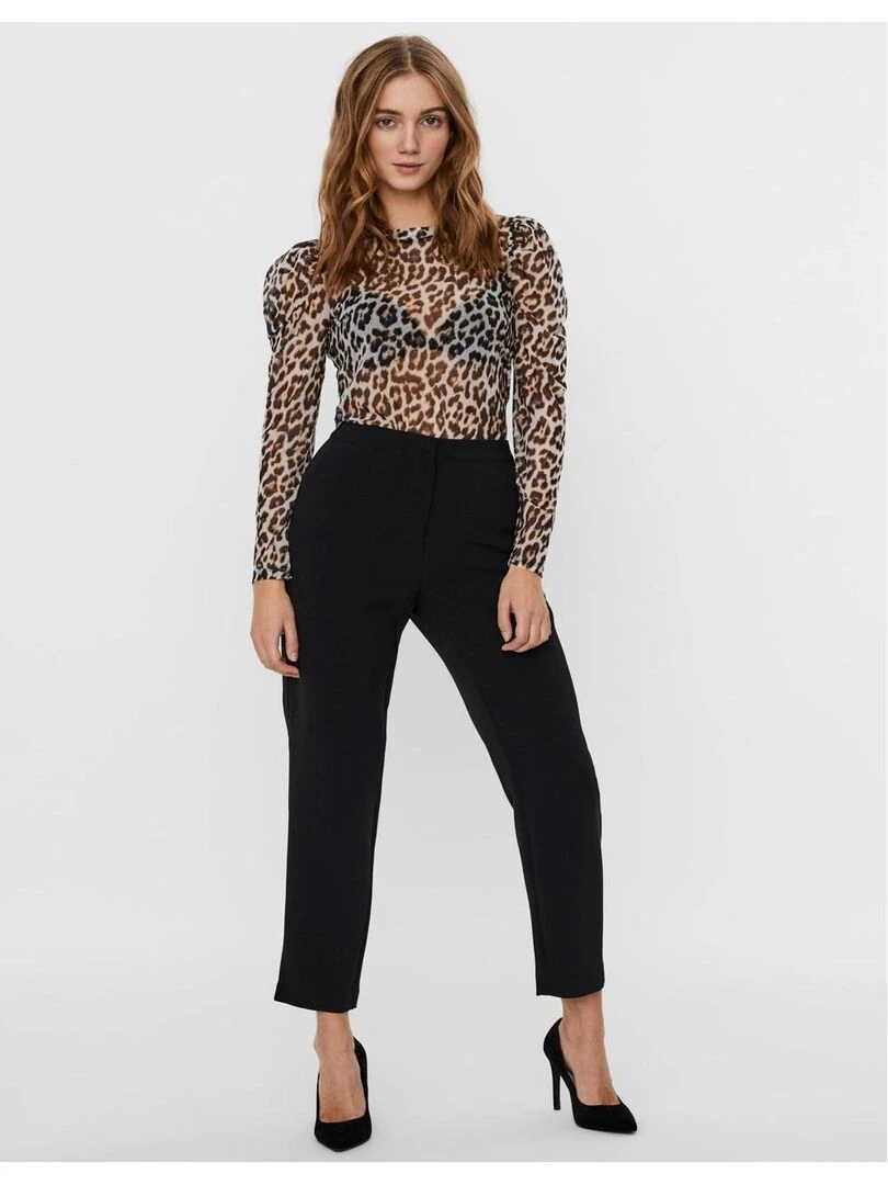 Top transparent à motifs Vero Moda Beige