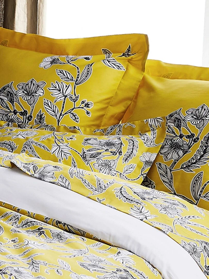 Parure de lit en satin Botanic Jaune or