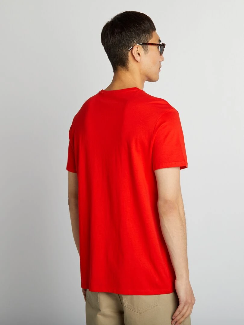 T shirt droit en jersey uni   Rouge