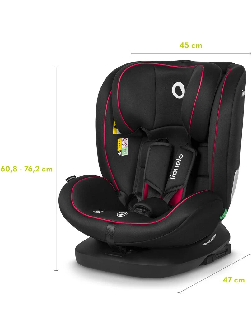 Siège auto bébé évolutif LIONELO Bastiaan i Size   Groupe 0/1/2/3   360° ISOFIX   Noir   Noir Rouge