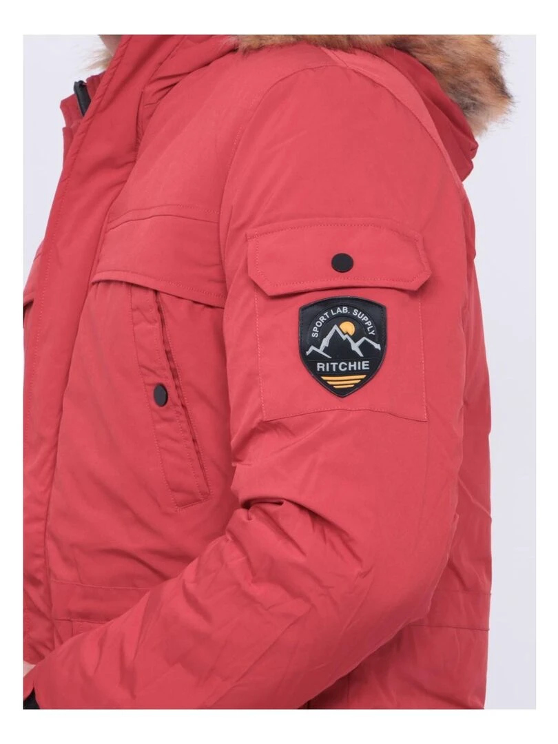 Parka mi longue capuche ZEVKOT   Rouge