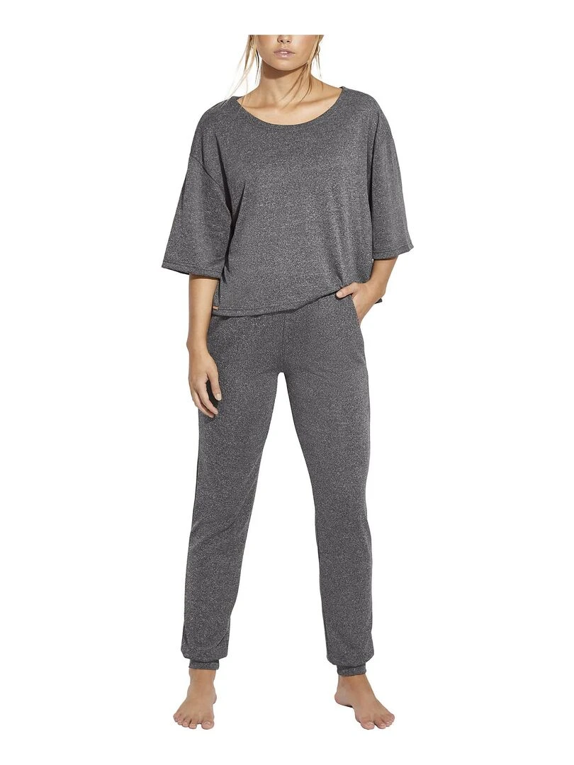 Tenue de détente et intérieur pyjama pantalon t shirt Homewear Gris
