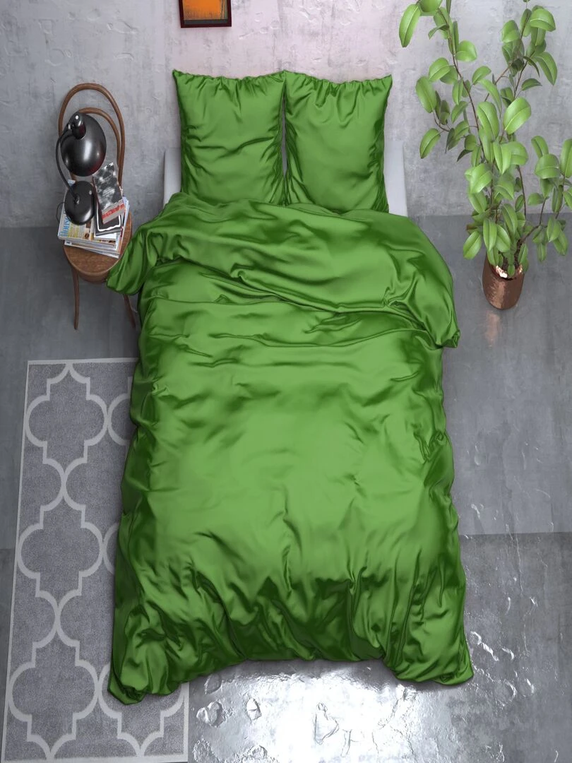 Parure de Lit Satin Vert Emeraude   Vert