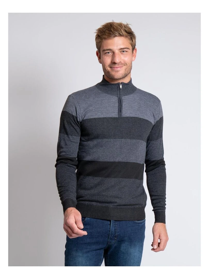 Pull col montant zippé LOSIBIL Gris foncé