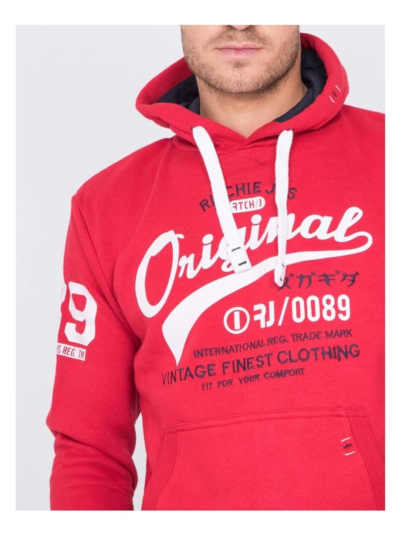 Sweat capuche WARLUZ   Rouge
