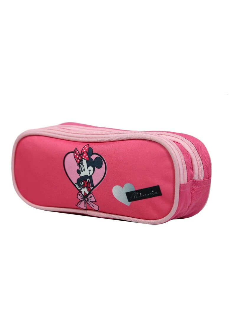 Trousse scolaire 2 compartiments Disney Minnie Coeur Rose Bagtrotter Rose