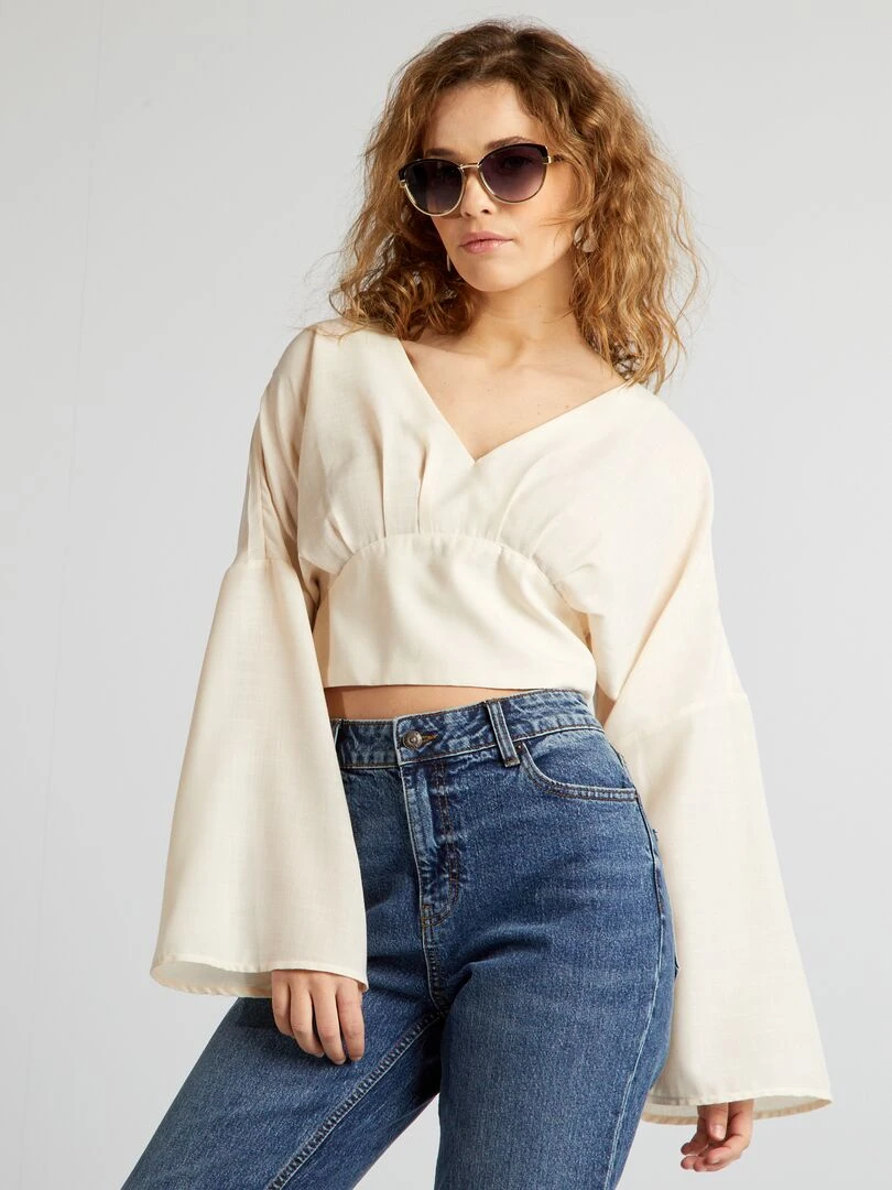 Blouse crop top   Beige