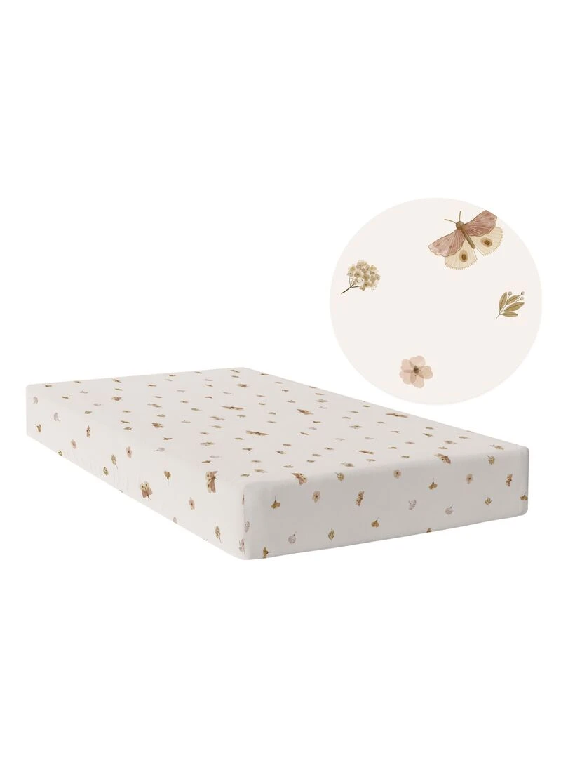 Drap housse Butterfly "Happyfriday" Blanc