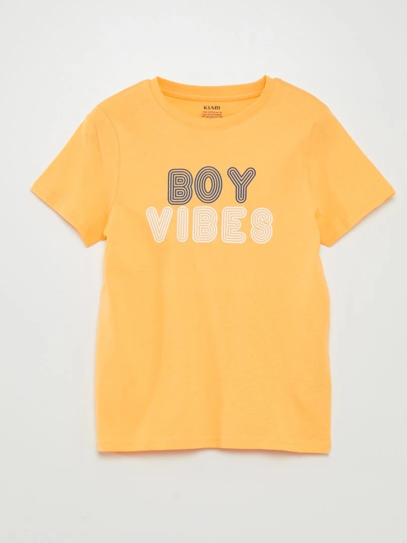 T shirt en coton imprimé Jaune