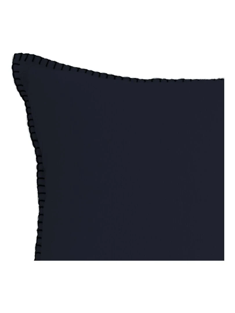 Coussin coton et bourdon noir Bleu marine