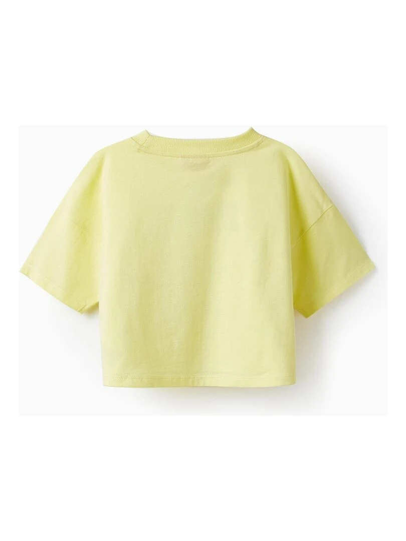 T shirt à manches courtes en coton pour fille 'Snoopy & Woodstock' manches courtes SNOOPY Jaune clair