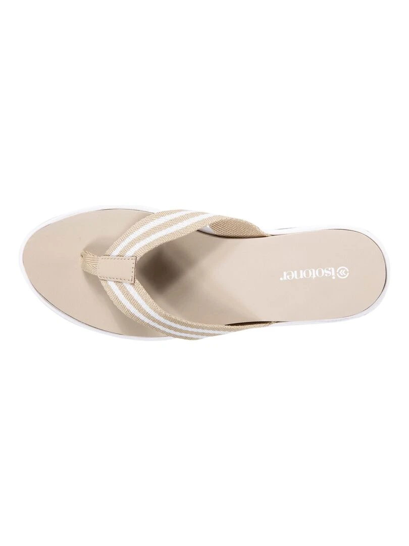 Tongs sport Femme confort tige rayure Beige Beige