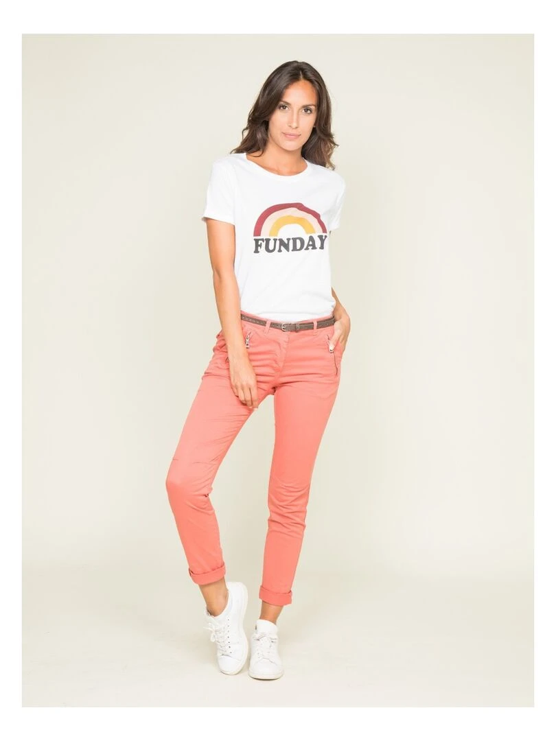 T shirt col rond message FINA   Blanc