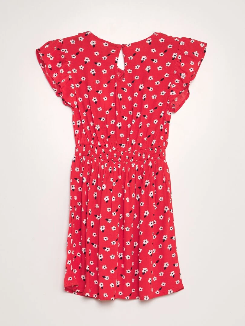 Robe à volants imprimée Rouge