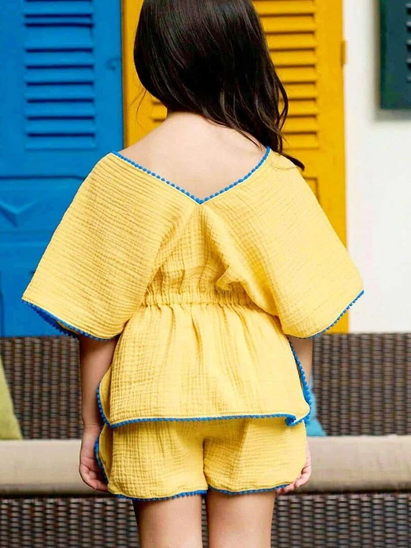 de plage Tunique + short / LOVE 'LA FAUTE A VOLTAIRE' Jaune