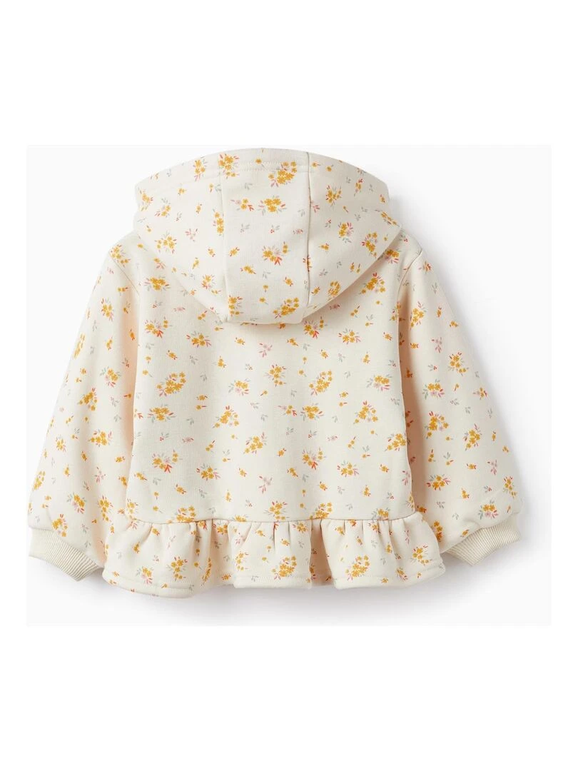Manteau en molleton avec fermeture éclair et capuche pour bébé fille 'Floral' SWEET FROSTY DREAMS Beige clair