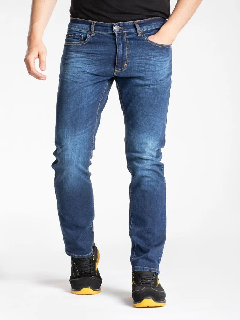 Jeans de travail coupe droite confort denim brossé stretch WORK8 'Rica Lewis' Bleu