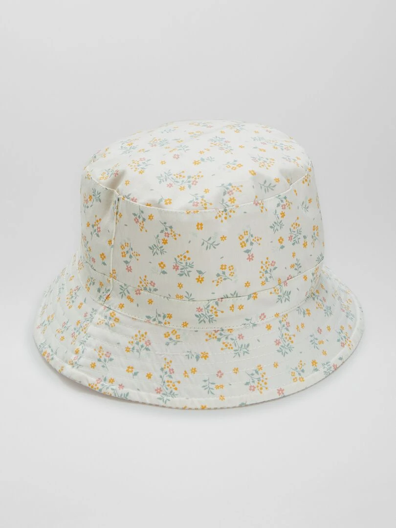 Bob à fleurs Blanc/jaune/vert