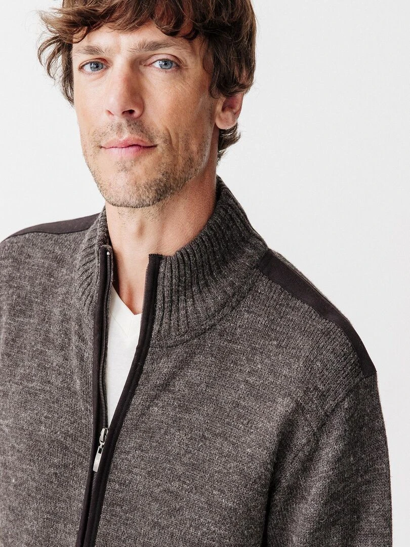 Gilet bi matière 30% laine   Damart   gris anthracite