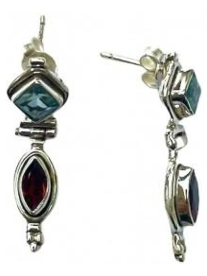 Boucles d'oreille argent topaze Bijoucolor Bleu