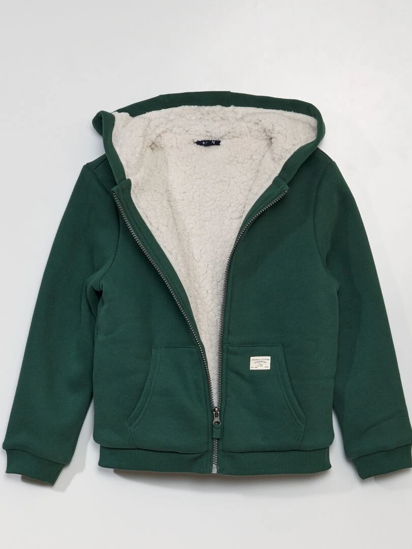 Sweat zippée avec capuche   Vert