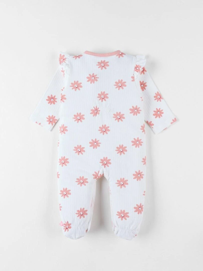 Pyjama 1 pièce tournesol en jersey écru/corail Noukie's Rose