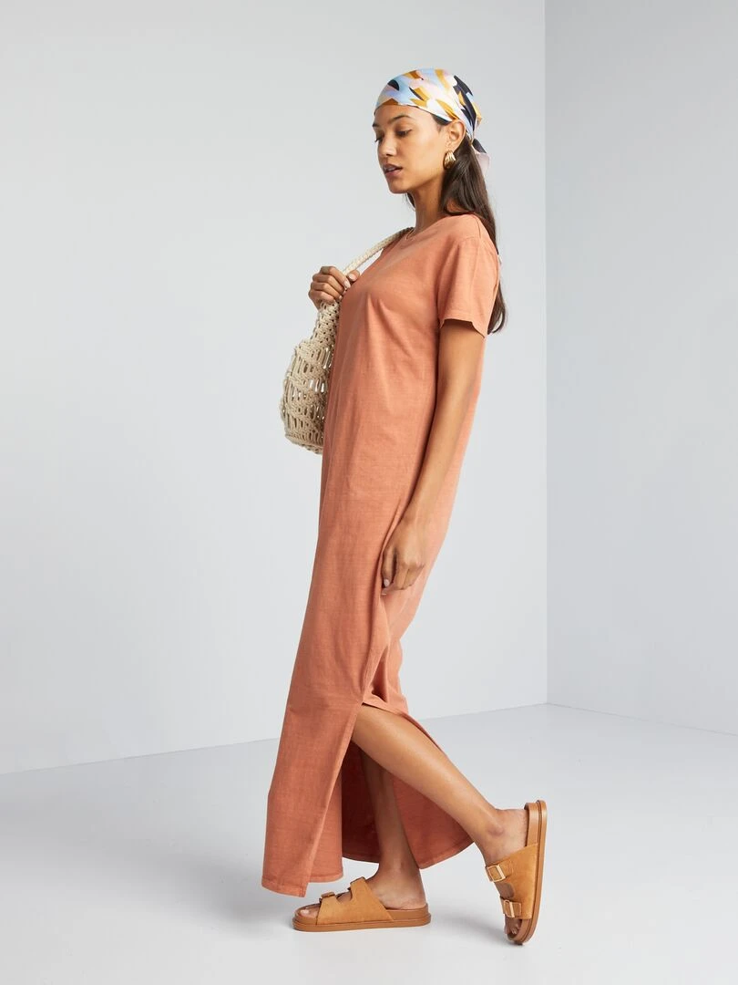 Robe T shirt  maxi   Marron