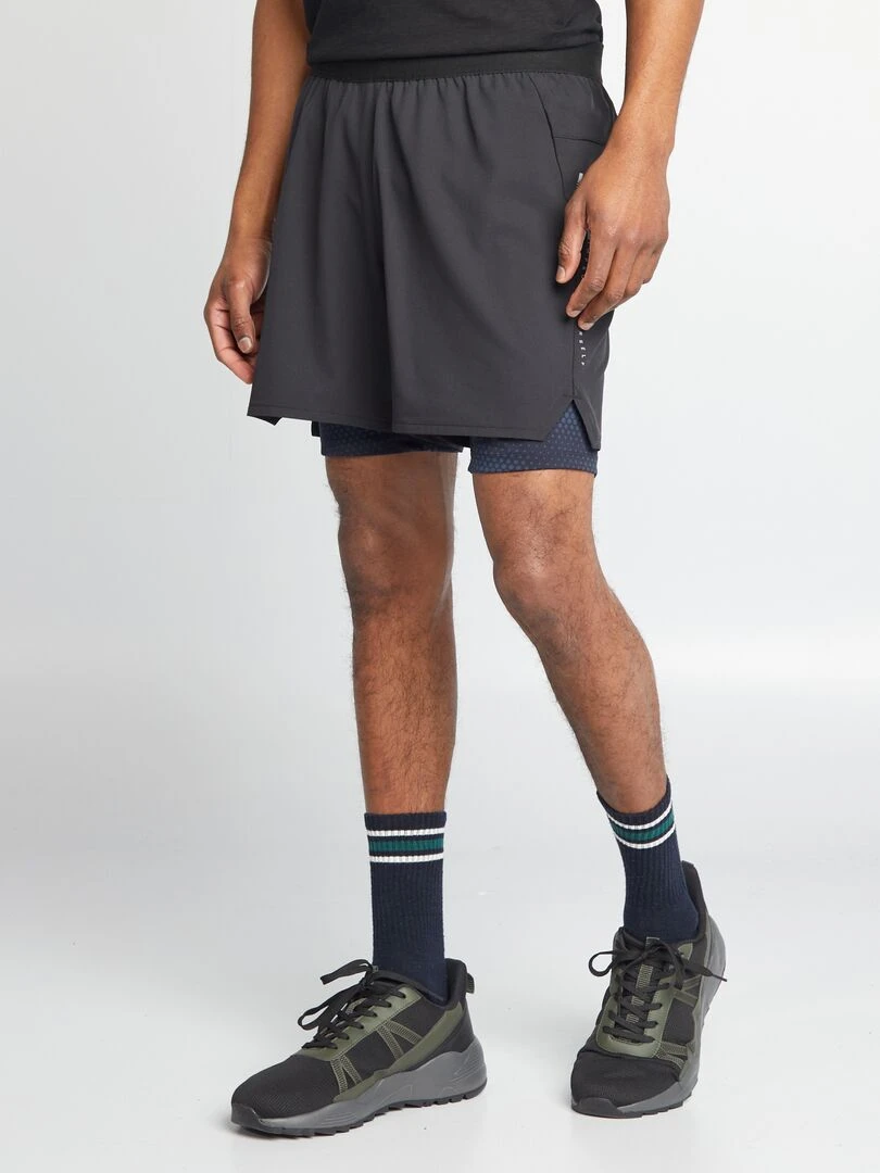 Short de sport 2 en 1 noir