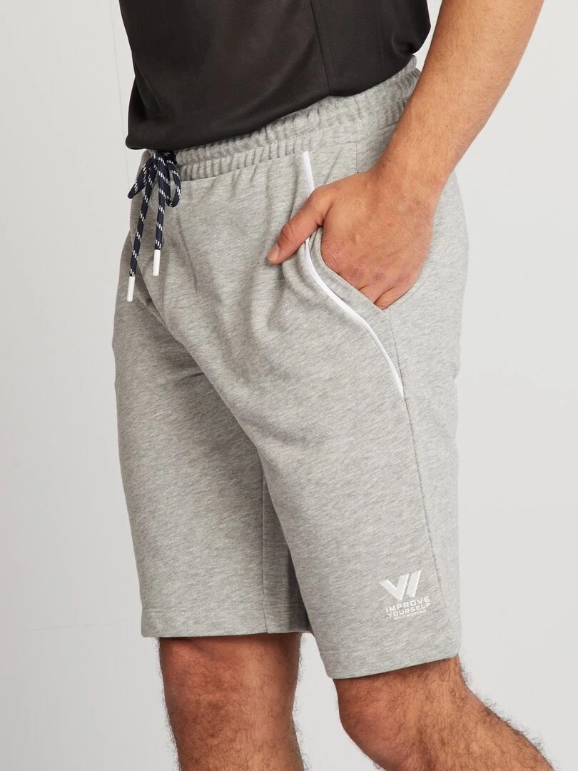 Short en molleton à taille élastiquée   Gris