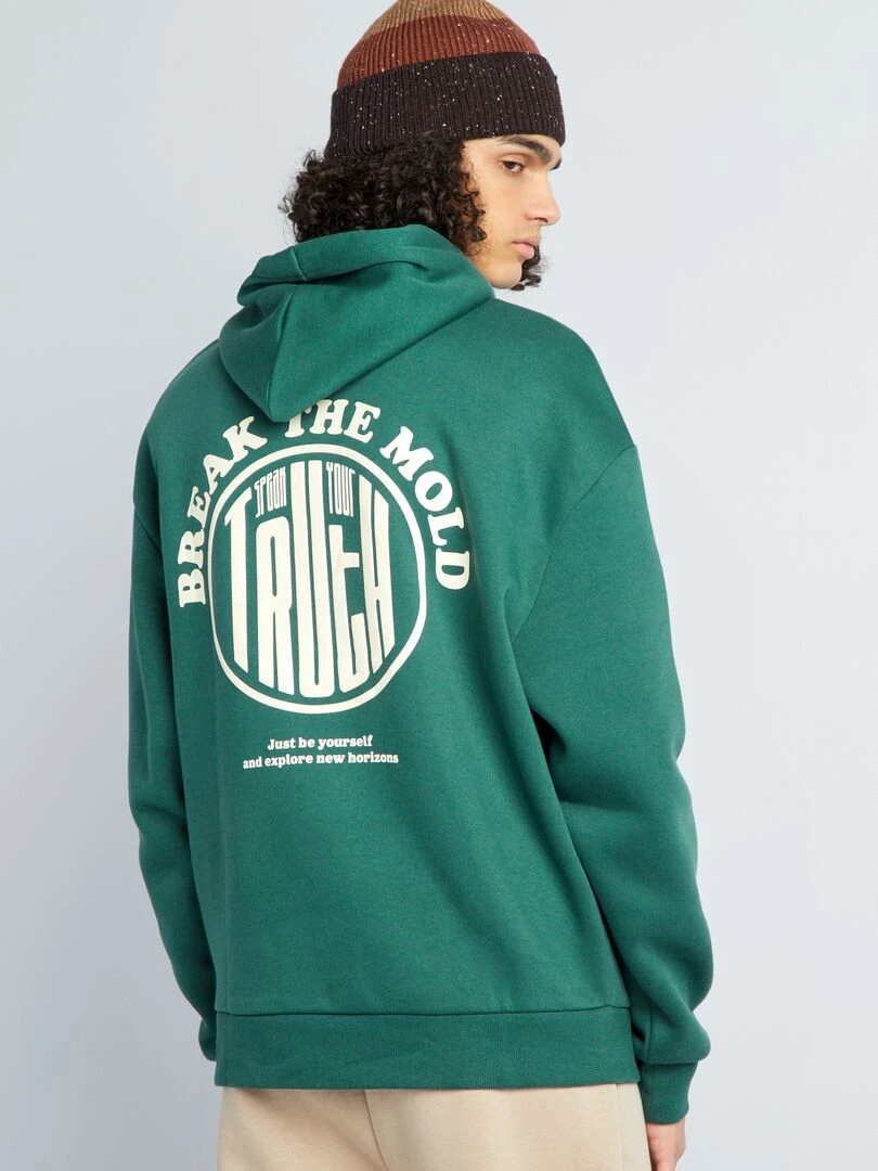 Sweat à capuche à motifs   Vert