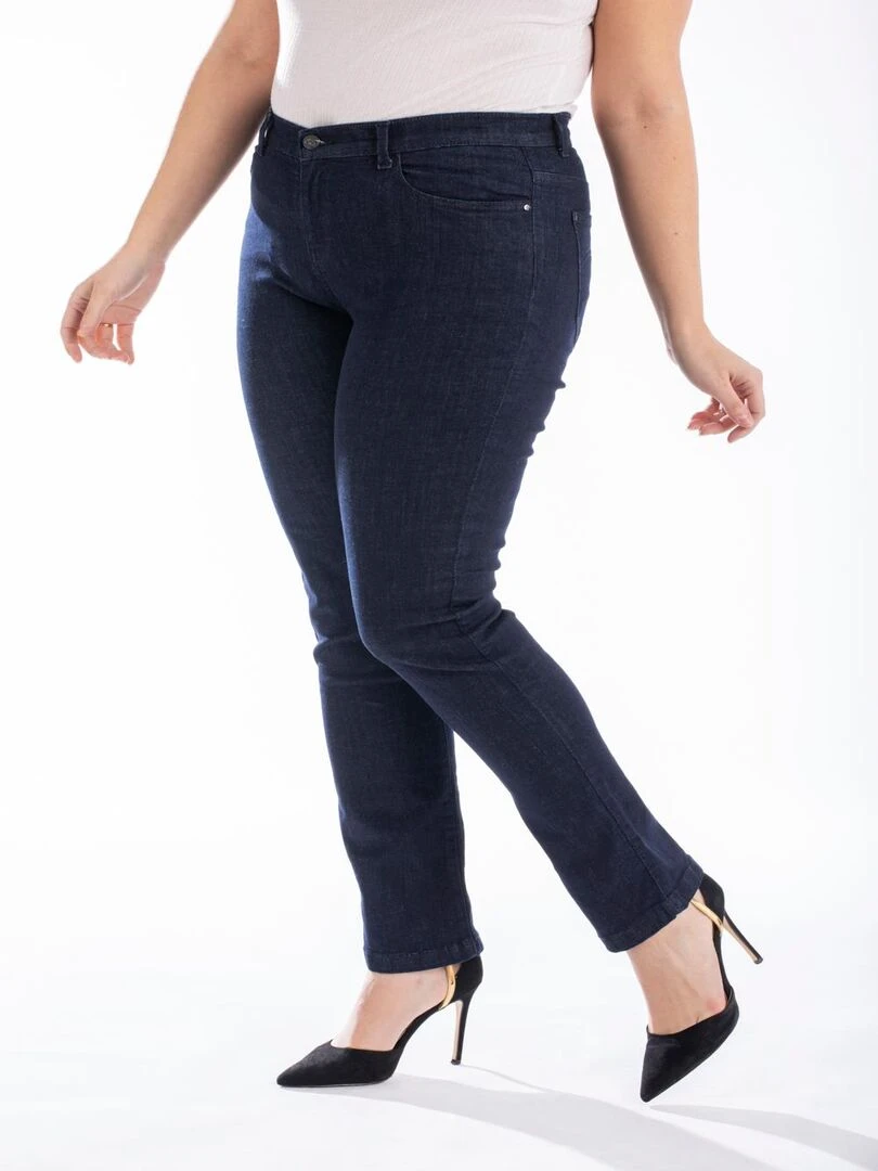 Jeans regular taille haute dos élastiqué OBR7 'OBER' Bleu