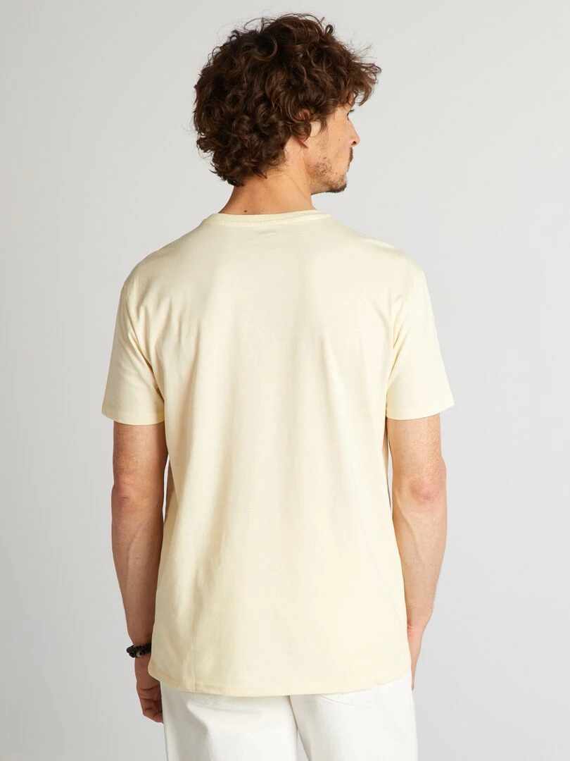 T shirt imprimé à col rond   Jaune