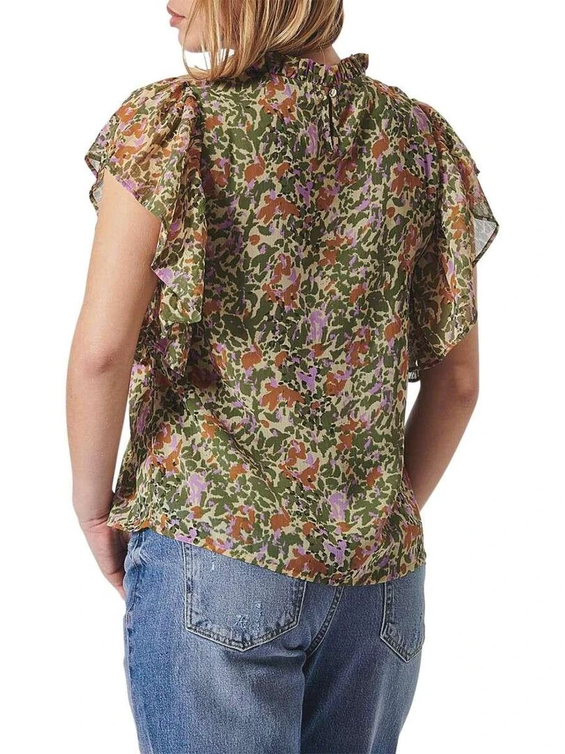 KAPORAL T shirt col ruffle Multicolore